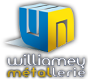 logo de la socit Williamey mtallerie avec le logo en forme de W bleu et M jaune